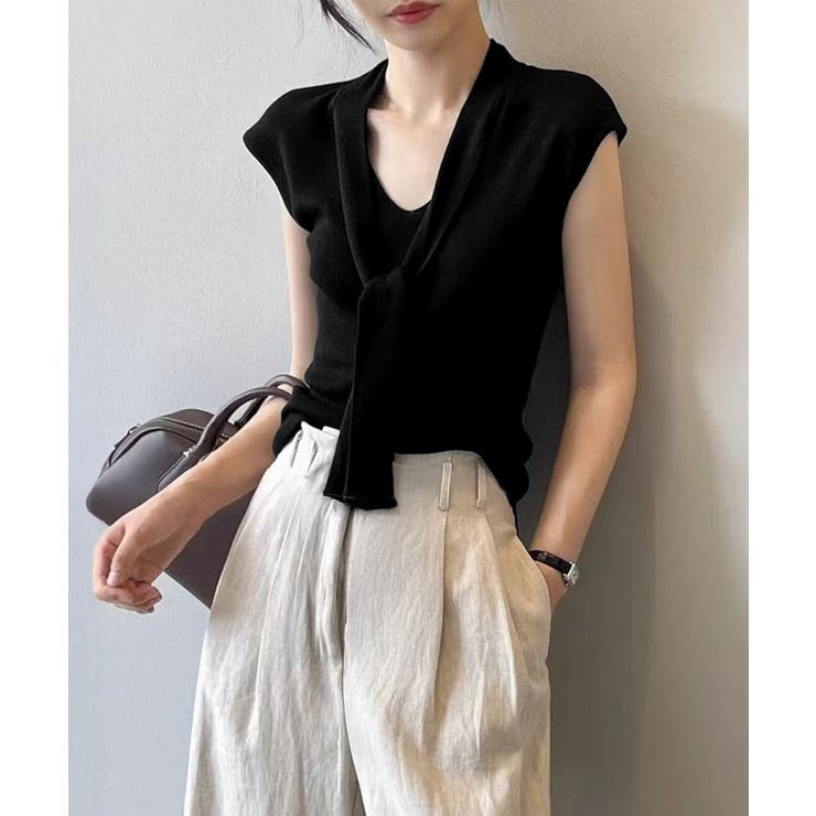 ボウタイサマーニット Vネックトップス | Miniministore | 詳細画像6 