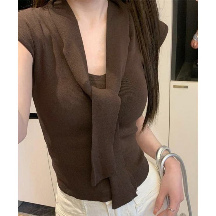 ボウタイサマーニット Vネックトップス | Miniministore | 詳細画像7 