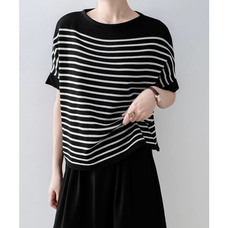 ボーダー柄サマーニット ドルマンスリーブ | Miniministore | 詳細画像4 