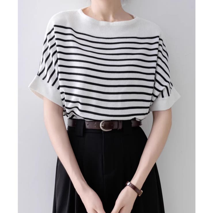 ボーダー柄サマーニット ドルマンスリーブ | Miniministore | 詳細画像5 