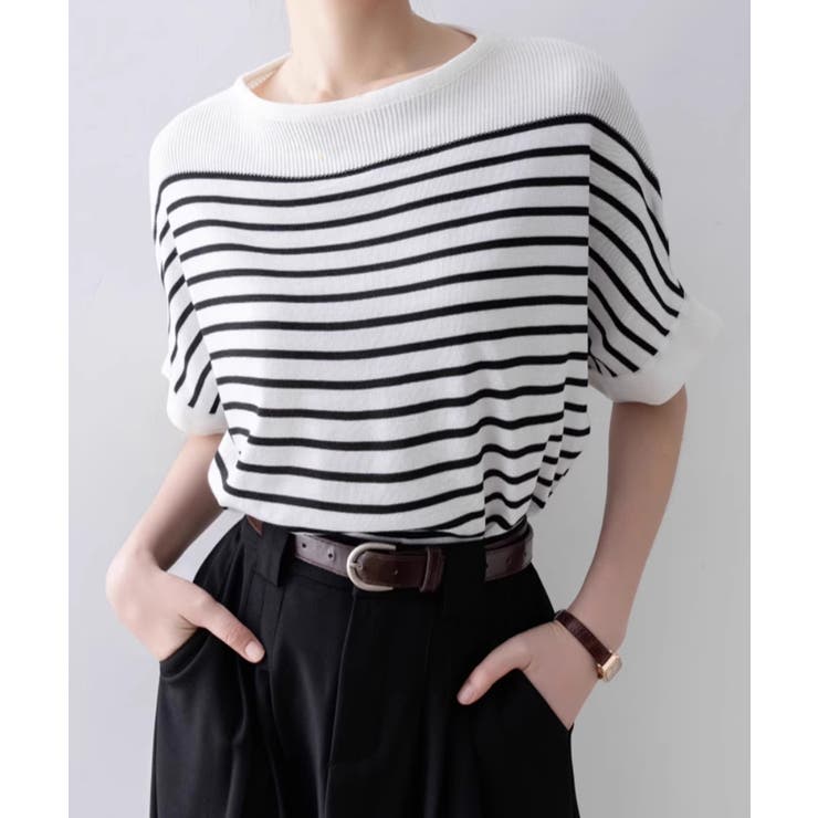 ボーダー柄サマーニット ドルマンスリーブ | Miniministore | 詳細画像7 