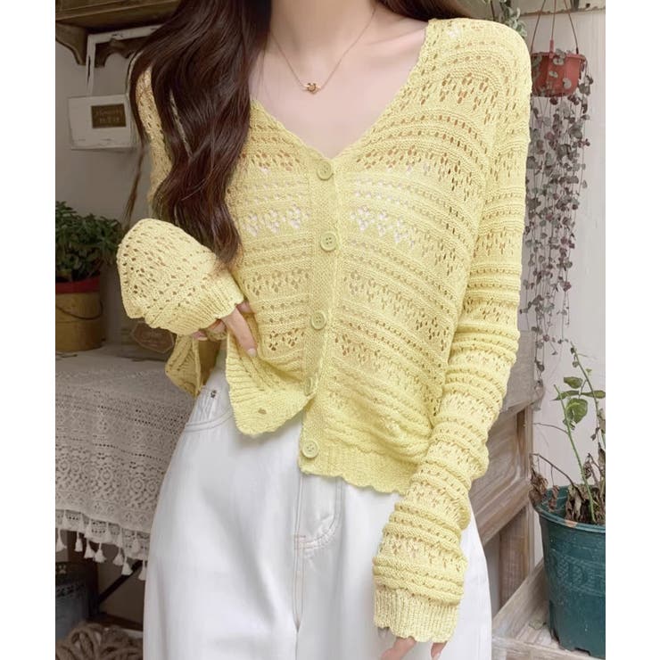 透かし編みカーディガンフェミニン夏羽織り | Miniministore | 詳細画像8 