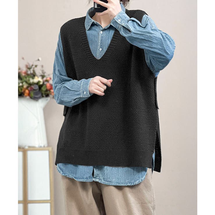 ニットベスト サイドスリット ニットジレ | Miniministore | 詳細画像9 