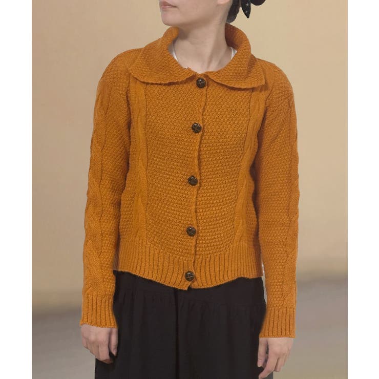 ケーブル編みニットカーディガン ビッグ襟 | Miniministore | 詳細画像10 