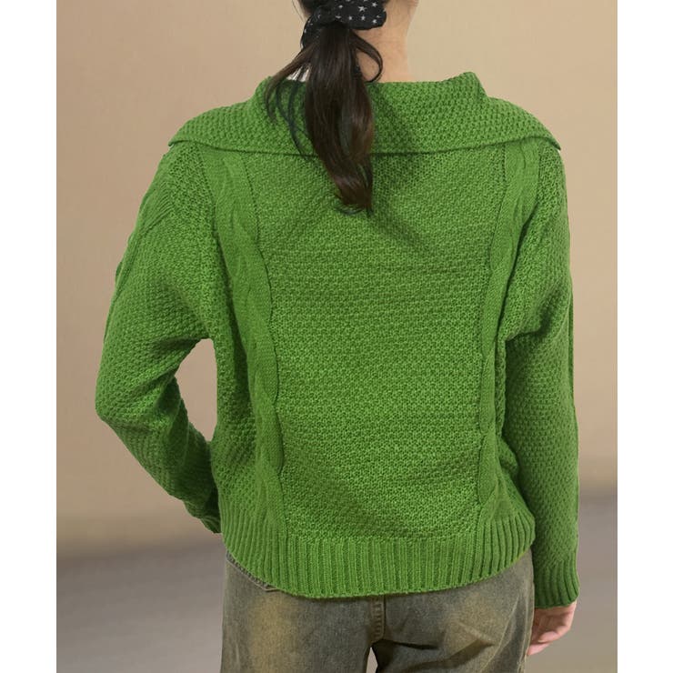 ケーブル編みニットカーディガン ビッグ襟 | Miniministore | 詳細画像16 