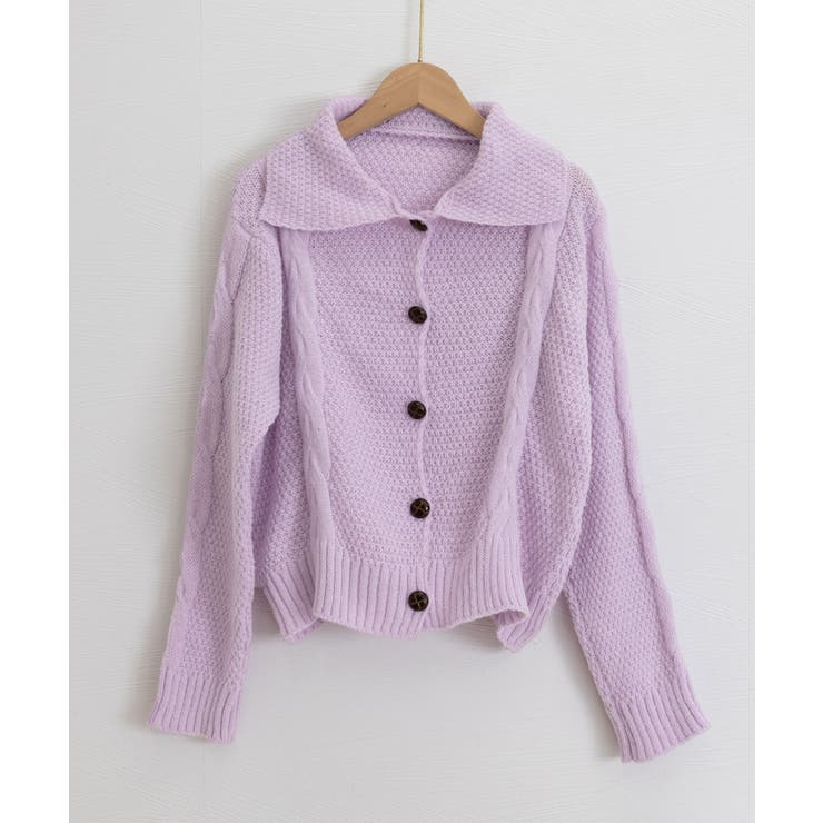 ケーブル編みニットカーディガン ビッグ襟 | Miniministore | 詳細画像20 