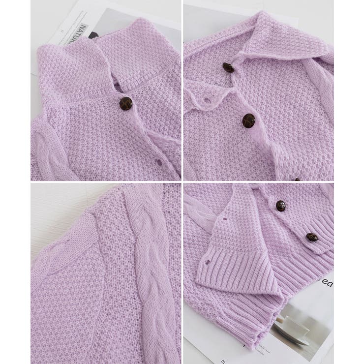 ケーブル編みニットカーディガン ビッグ襟 | Miniministore | 詳細画像22 