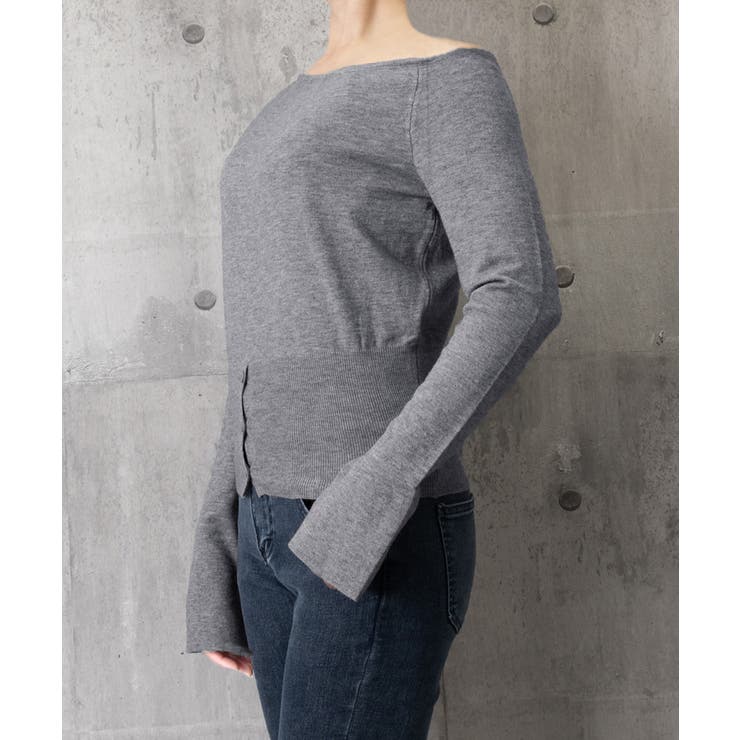 ワンショルダーニットトップス裾ボタン秋服 | Miniministore | 詳細画像18 
