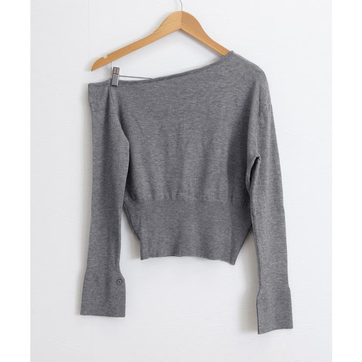 ワンショルダーニットトップス裾ボタン秋服 | Miniministore | 詳細画像21 