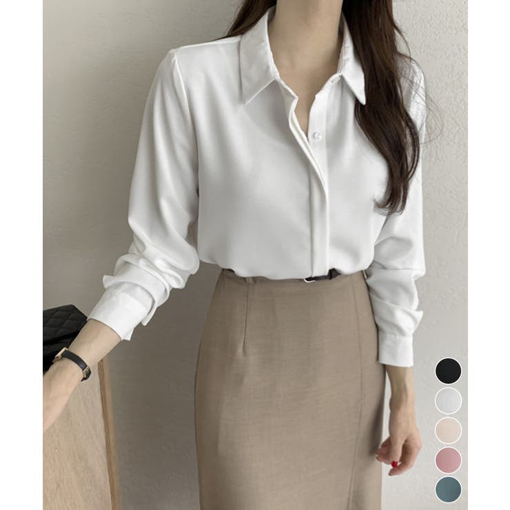 シャツブラウス 隠しボタン ブラウス長袖 | Miniministore | 詳細画像1 