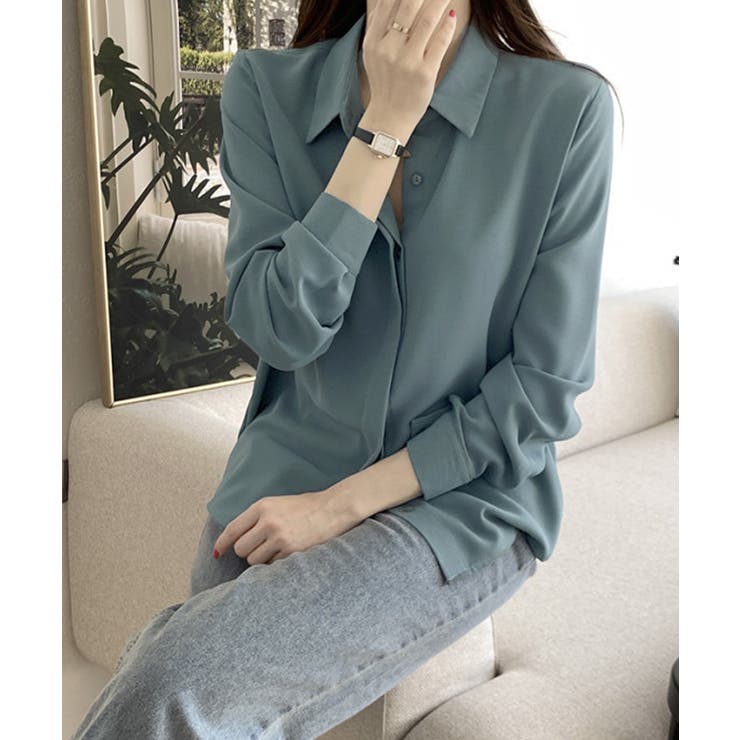 シャツブラウス 隠しボタン ブラウス長袖 | Miniministore | 詳細画像17 