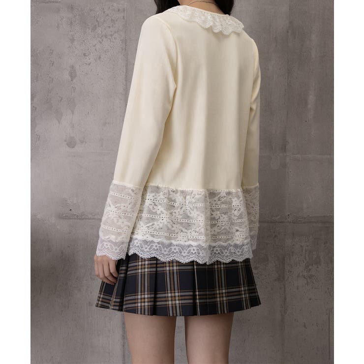 レース切り替えTシャツフェミニントップス | Miniministore | 詳細画像6 