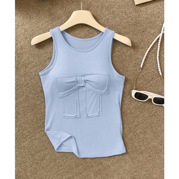 リボン付きタンクトップ カップ付きタンク | Miniministore | 詳細画像18 