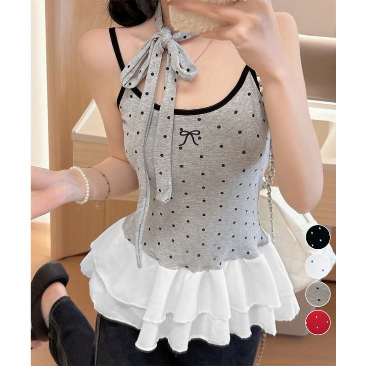 ドット柄キャミソール チョーカー付き夏服 | Miniministore | 詳細画像1 