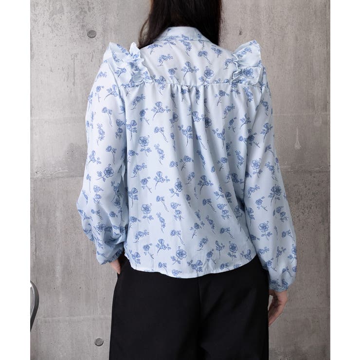 フリル花柄シャツブラウス リボンタイ付き | Miniministore | 詳細画像14 