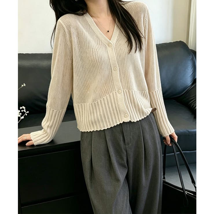 シアーカーディガン透かし編みニットトップ | Miniministore | 詳細画像15 