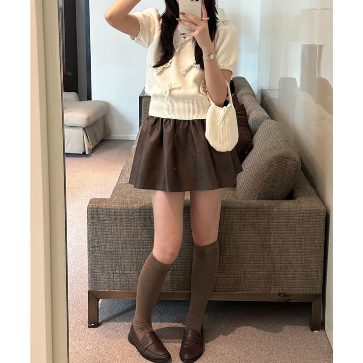 リボン付きニットトップスクルーネック夏服 | Miniministore | 詳細画像10 