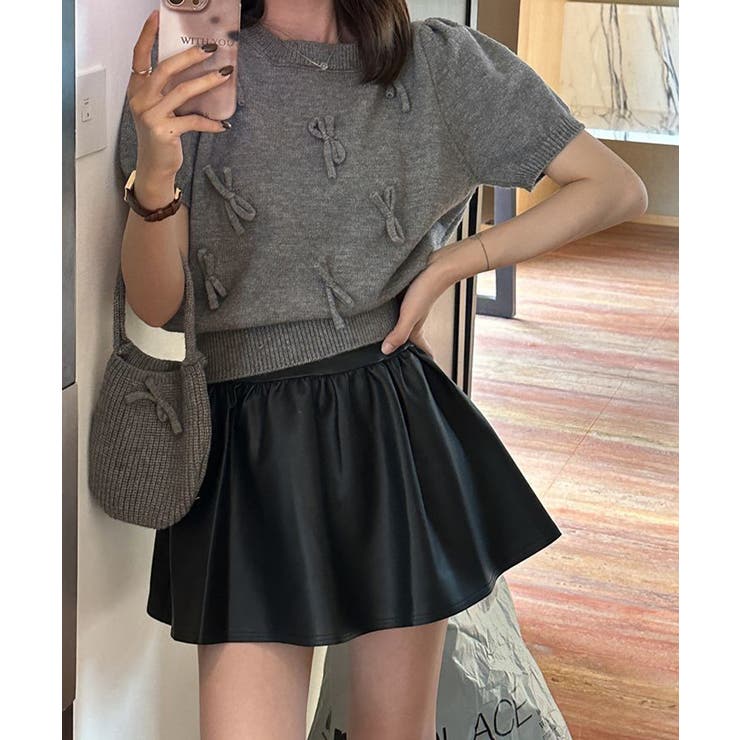 リボン付きニットトップスクルーネック夏服 | Miniministore | 詳細画像11 