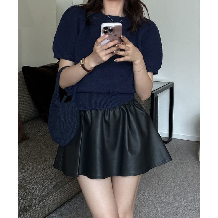 リボン付きニットトップスクルーネック夏服 | Miniministore | 詳細画像14 