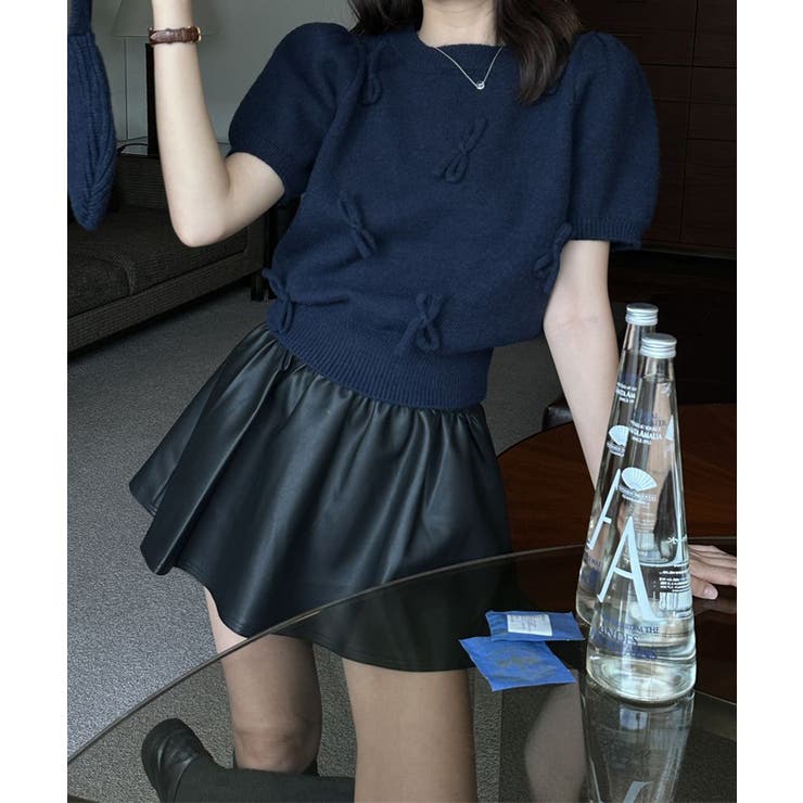 リボン付きニットトップスクルーネック夏服 | Miniministore | 詳細画像16 