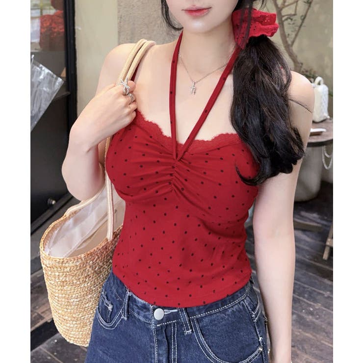 カップ付きキャミソール ドット柄 夏服  | Miniministore | 詳細画像12 