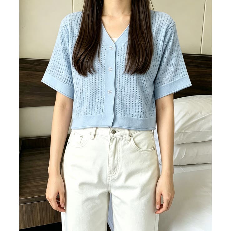 サマーニットカーディガン 透かし編み夏服 | Miniministore | 詳細画像5 