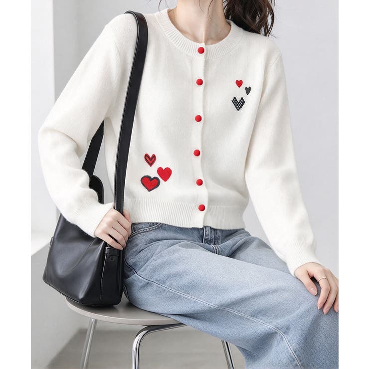 ハートワンポイントニットカーディガン秋冬 | Miniministore | 詳細画像14 