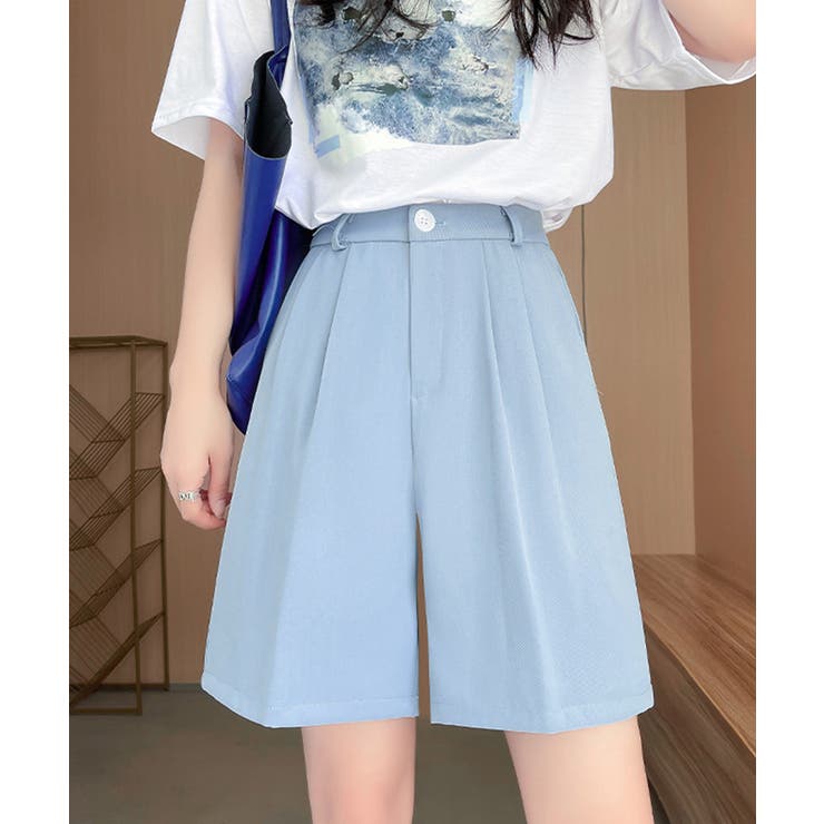 5分丈 タックショートパンツ レディース[品番：II000011459