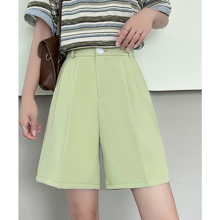 5分丈 タックショートパンツ レディース[品番：II000011459