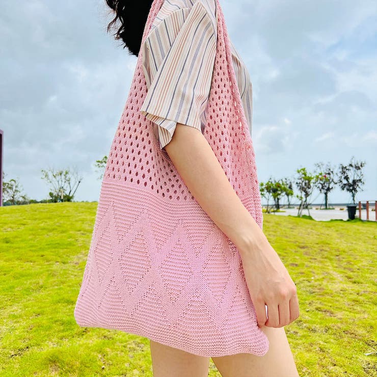 ピンク | 韓国ニットトートバッグ 編みバッグ 新作 | Miniministore