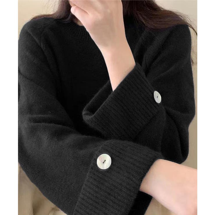 ブラック | ニットトップス ワイドスリーブニット秋冬 | Miniministore