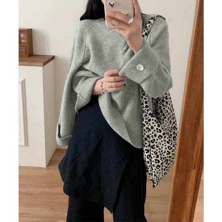 グレー | ニットトップス ワイドスリーブニット秋冬 | Miniministore