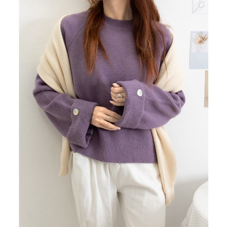 パープル | ニットトップス ワイドスリーブニット秋冬 | Miniministore