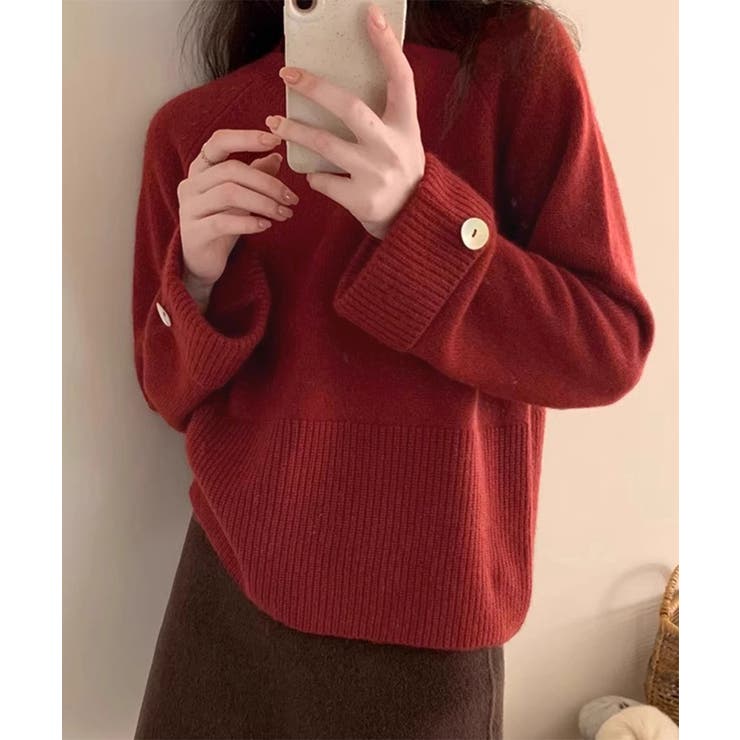レッド | ニットトップス ワイドスリーブニット秋冬 | Miniministore