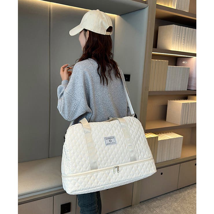 オフホワイト | ボストンバッグ キルティング 旅行カバン | SUNSHINE CLOSET