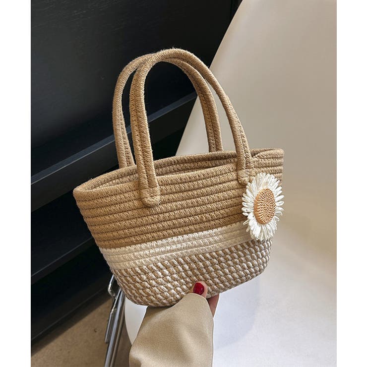 ベージュ*ひまわり | かごバッグ 花火大会 浴衣ハンドバッグ  | SUNSHINE CLOSET