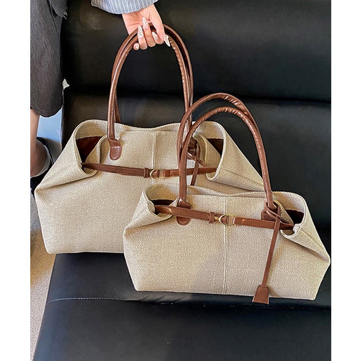 ブラウン | キャンバストートバッグ横長ベルトデザイン | SUNSHINE CLOSET