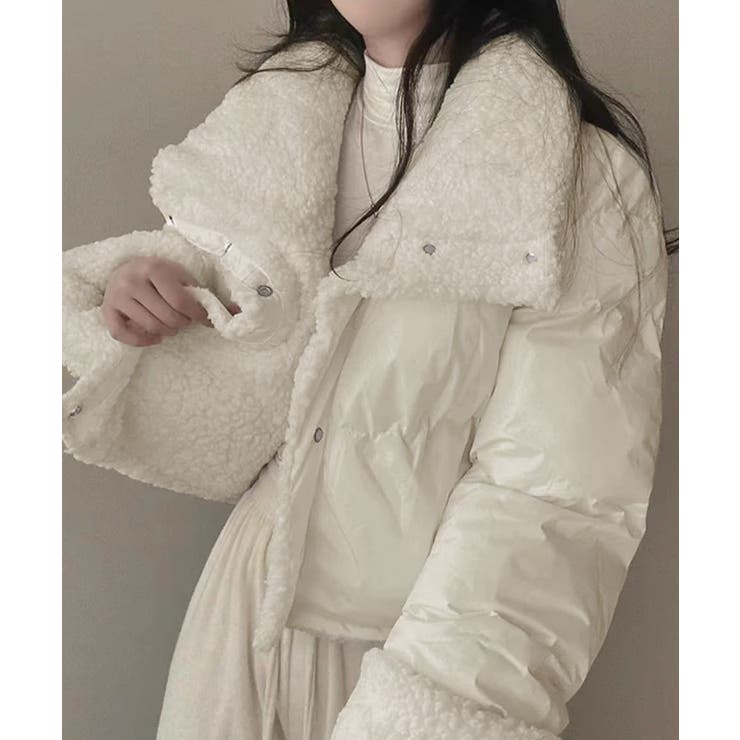 アイボリー | ボアブルゾン リバーシブル中綿ジャケット | SUNSHINE CLOSET