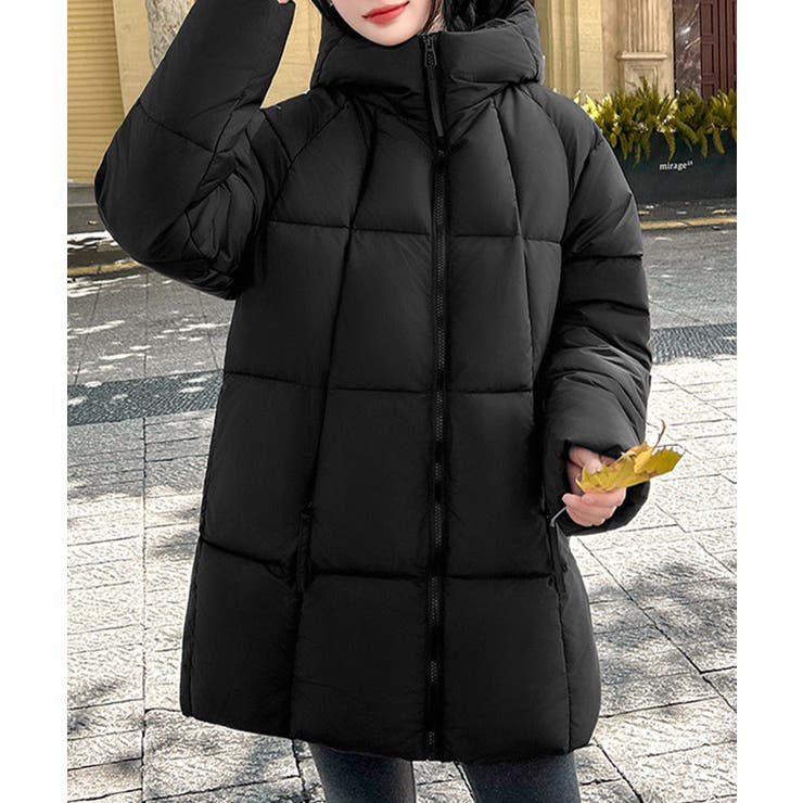 ブラック | 中綿ダウンコートフード付きダウンブルゾン | SUNSHINE CLOSET