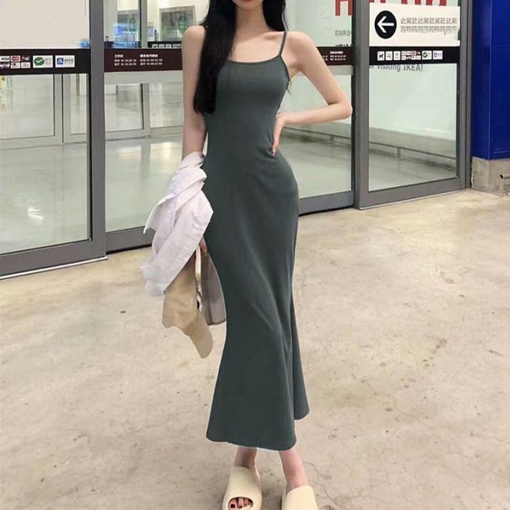 ダークグレー | キャミワンピースロング丈ボディコンワンピ | Miniministore