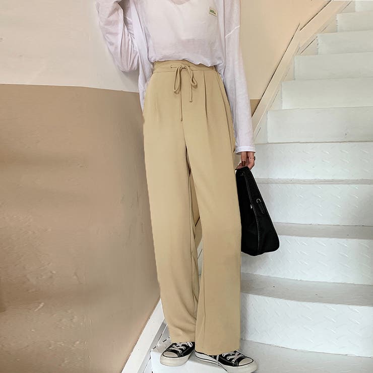 ストレートパンツ 美脚 セミワイドパンツ オフィスカジュアル