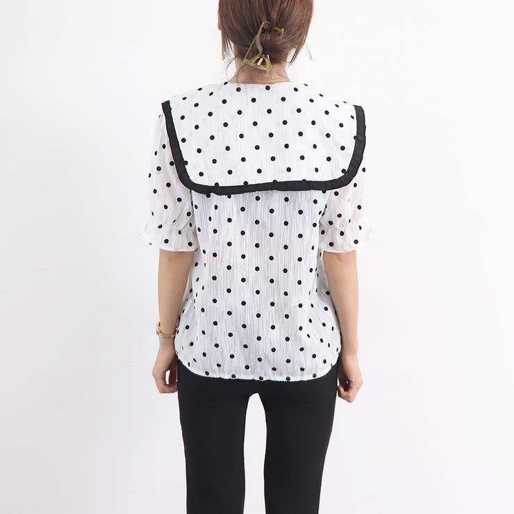 ドット柄 ボウタイブラウス レディース夏 | Miniministore | 詳細画像13 