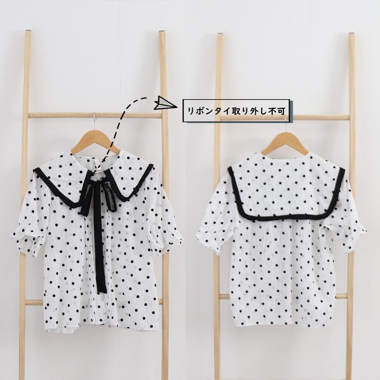 ドット柄 ボウタイブラウス レディース夏 | Miniministore | 詳細画像3 