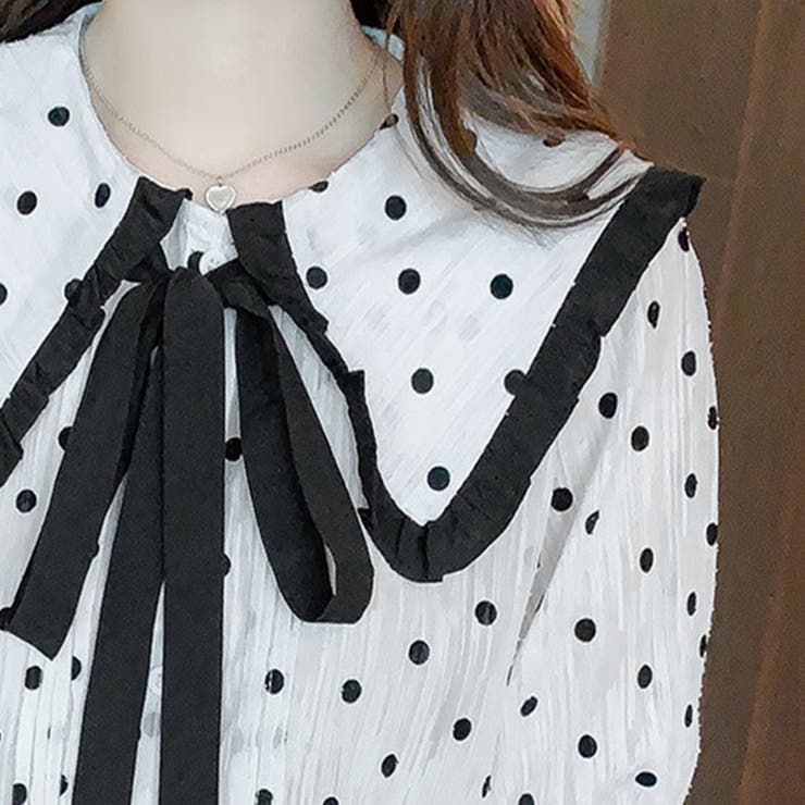 ドット柄 ボウタイブラウス レディース夏 | Miniministore | 詳細画像9 