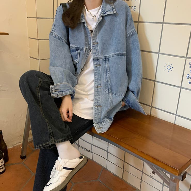 春にぴったり！デニム生地のゆったりジャケット　普段使いに最適 デニムジャケットゆったり レディース春秋[品番：II000009164
