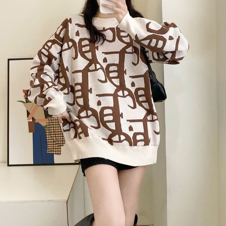 ジャガード柄ニットトップス 長袖韓国秋冬 | Miniministore | 詳細画像11 