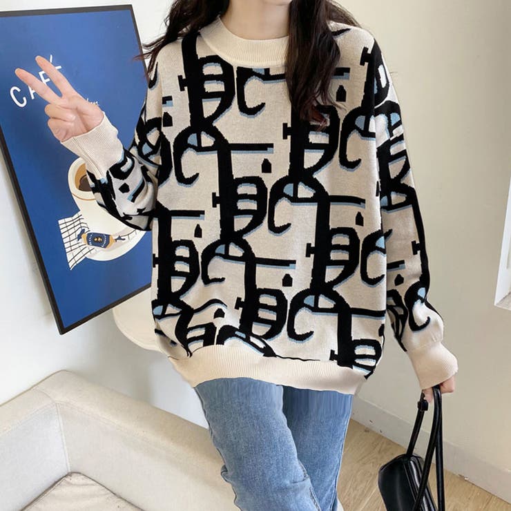 ジャガード柄ニットトップス 長袖韓国秋冬 | Miniministore | 詳細画像5 