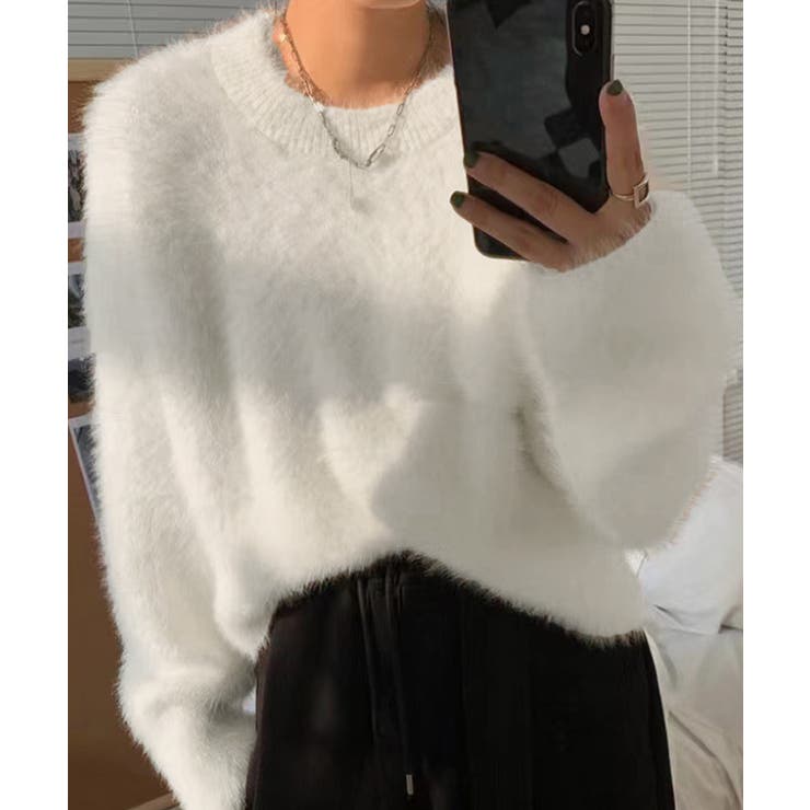 シャギーニットトップス クルーネック長袖 | Miniministore | 詳細画像15 