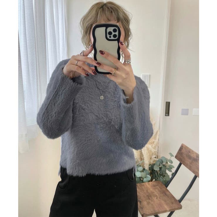 シャギーニットトップス クルーネック長袖 | Miniministore | 詳細画像25 