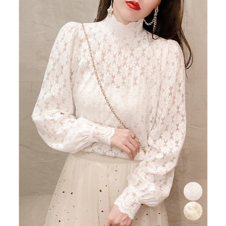 微起毛 ハイネックレースブラウス 春秋冬 | Miniministore | 詳細画像1 